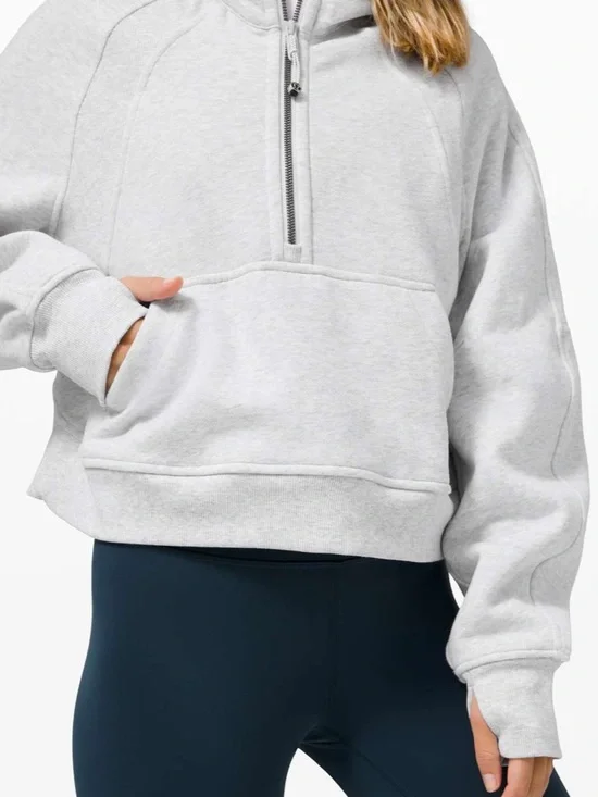 Lululemon Scuba Oversized 1/2 Zip Hoodie - Heathered Light Grey - Picture 6 of 7